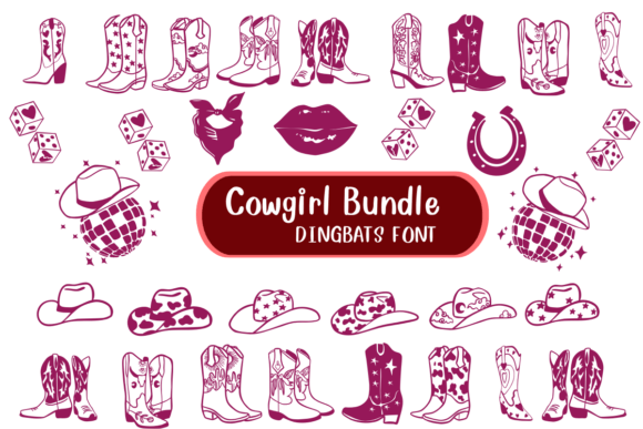 Cowgirl Bundle: A Playful Dingbat Font for Western-Inspired Designs