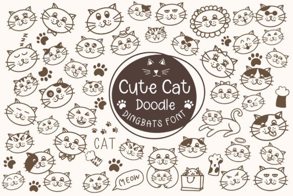 Cute Cat Doodle: A Playful Font for Eye-Catching Campaigns