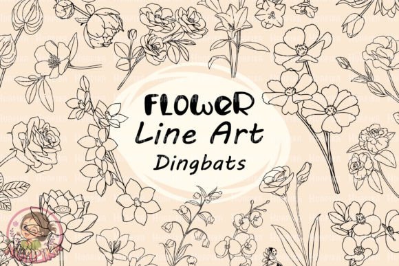 Flower Line Art: A Botanical Typeface for Web Design