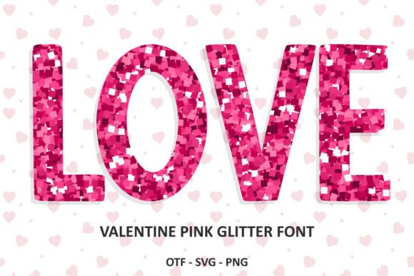 Valentine Pink Glitter Font for Digital Design